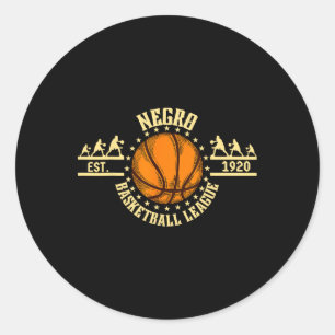 Pegatina Redonda La Liga Negra de Vintage Diseño de Baloncesto Negr