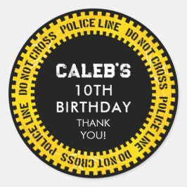 Pegatina Redonda La línea policial no cruza las líneas amarillas Cu