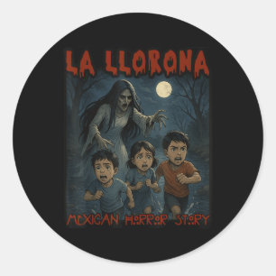 Pegatina Redonda La Llorona Mexicana Espectacular Halloween Español