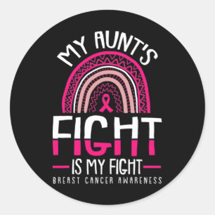 Pegatina Redonda La lucha contra el cáncer de mama en mi lucha fue