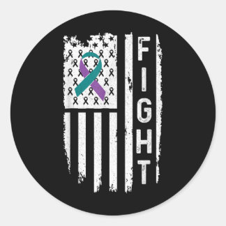 Pegatina Redonda La lucha contra la prevención del suicidio contra 
