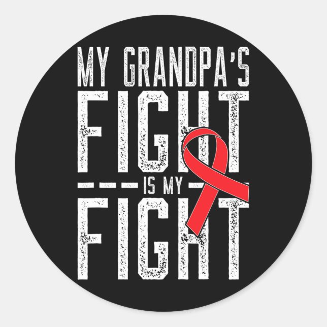 Pegatina Redonda La lucha de mi abuelo es mi lucha contra el cáncer (Anverso)