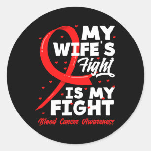 Pegatina Redonda La lucha de mi esposa es mi lucha contra el cáncer