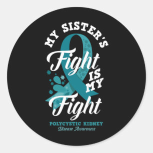 Pegatina Redonda La lucha de mi hermana es mi lucha contra el riñón