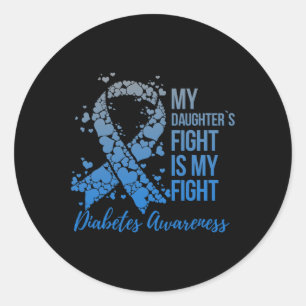 Pegatina Redonda La lucha de mi hija es apoyar la diabetes