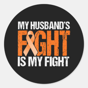Pegatina Redonda La lucha de mi marido es mi lucha contra la leucem