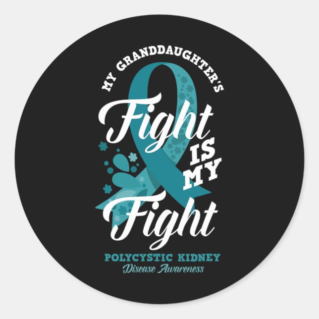 Pegatina Redonda La lucha de mi nieta es mi lucha por la conciencia (Anverso)