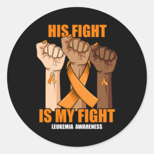 Pegatina Redonda La Lucha Es Mi Conciencia De La Leucemia Mano De L