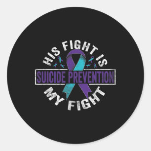 Pegatina Redonda La lucha es mi lucha contra la prevención del suic