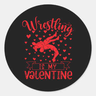 Pegatina Redonda La lucha libre es mi corazón de amor rojo del día