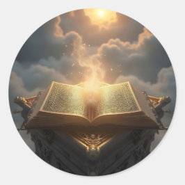 Pegatina Redonda La Luz Del Conocimiento – Biblioteca Arte Clásico