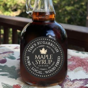 Pegatina Redonda La madera despidió la hoja de oro de arce y el bor