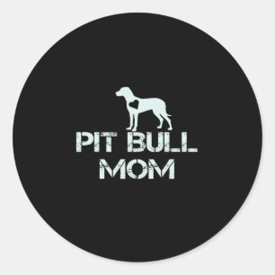Pegatina Redonda La madre de Pitbull ama tanto a los cachorros