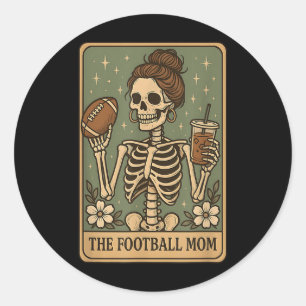 Pegatina Redonda La madre del fútbol Tarot Card Skeleton Game Day P