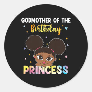 Pegatina Redonda La Madrina del Tiro, la Princesa del Cumpleaños, l