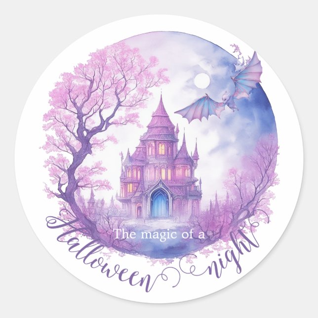 Pegatina Redonda La magia de una noche de Halloween (Anverso)