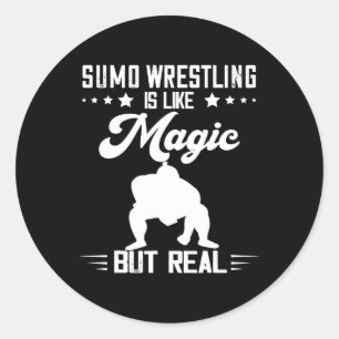Pegatina Redonda La magia del luchador de sumo pero su lucha real j