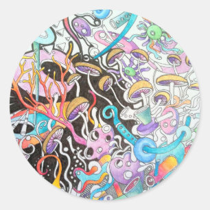 Pegatina Redonda La magia prolifera rápidamente alrededor del