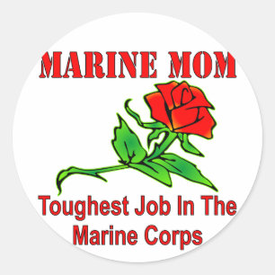 Pegatina Redonda La Mamá Marina De La USMC Es El Trabajo Más Difíci