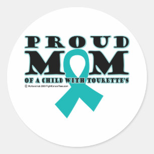 Pegatina Redonda La mamá orgullosa de Tourette