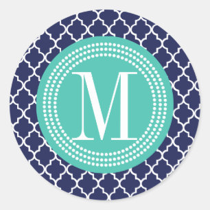 Pegatina Redonda La Marina Marroquí Tiles Lattice Personalizado