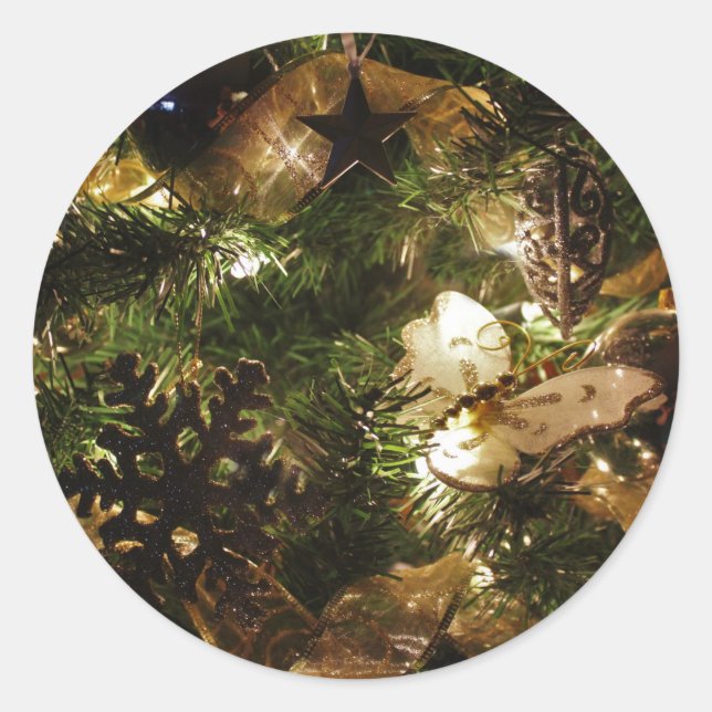 Pegatina Redonda La mariposa del navidad (Anverso)
