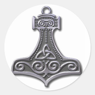 Pegatina Redonda La Martillo-plata del Thor