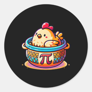 Pegatina Redonda La matemática del Día Pi del Pollo Pot Pi