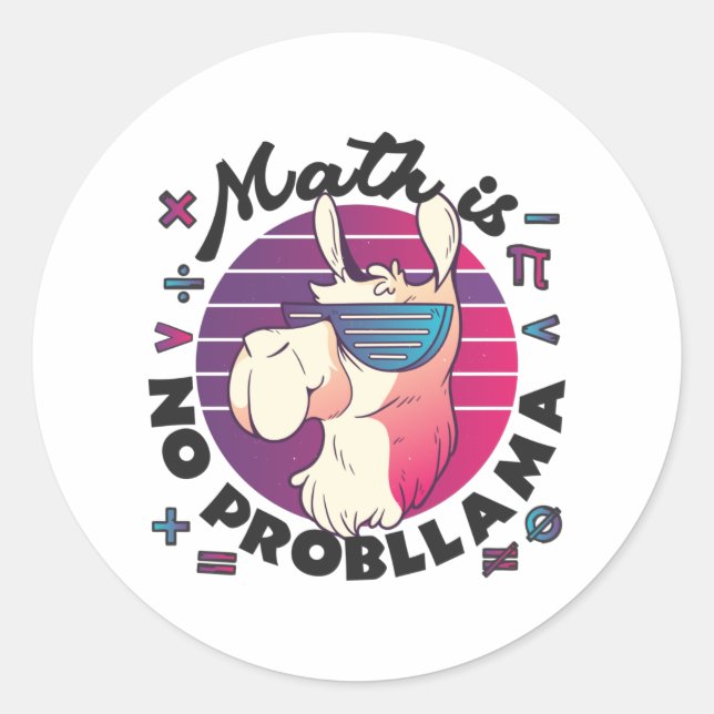 Pegatina Redonda La matemática no es probLlama (Anverso)