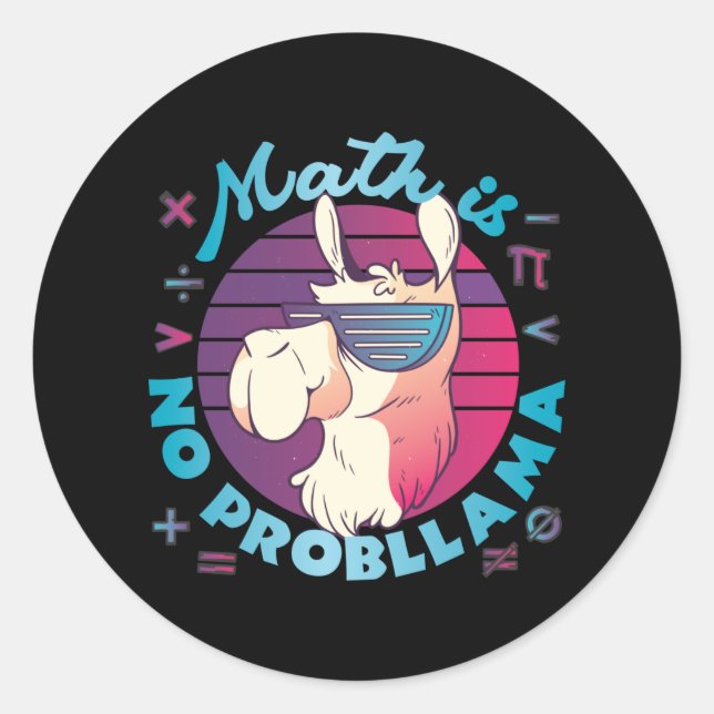 Pegatina Redonda La matemática no es probLlama (Anverso)