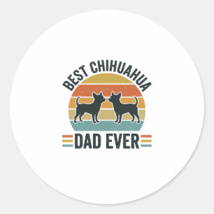 Pegatina Redonda La Mejor Camiseta de Papá de Chihuahua Vintage Ama