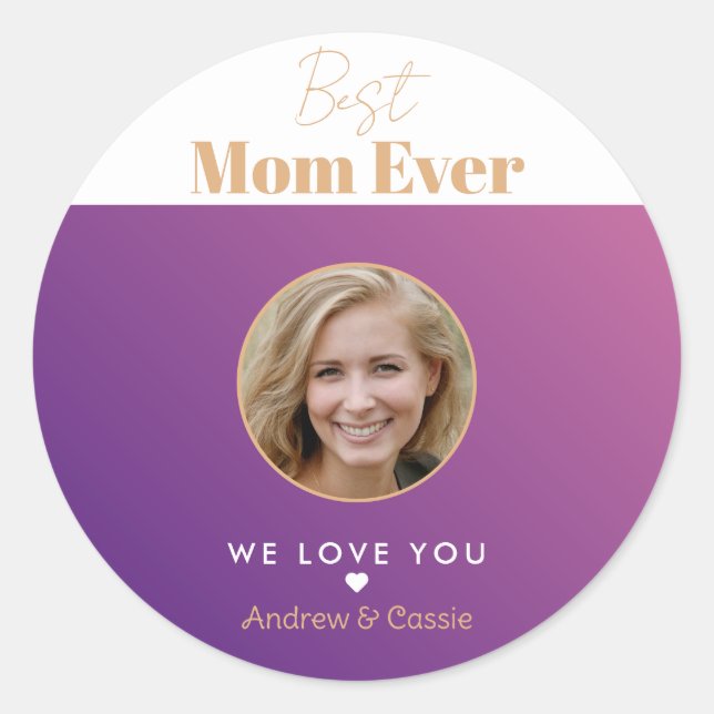 Pegatina Redonda La mejor madre de todos los tiempos (Anverso)