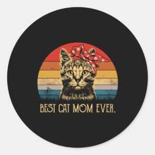 Pegatina Redonda La mejor mamá del mejor gato de la época de la div