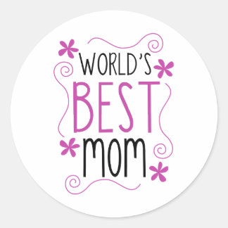 Pegatina Redonda La mejor mamá del mundo de las flores cutas
