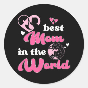 Pegatina Redonda La Mejor Mamá Del Mundo Día de la Madre