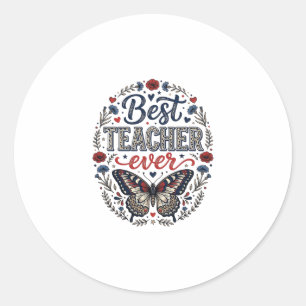 Pegatina Redonda La Mejor Profesora de Todos los Tiempos Camiseta F