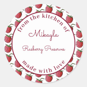 Pegatina Redonda La mermelada de frambuesa personalizada desde la c