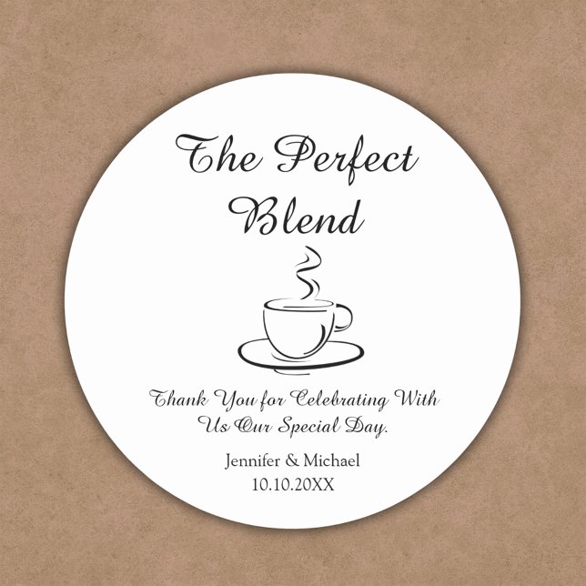 Pegatina Redonda la mezcla perfecta, boda gracias café (Subido por el creador)