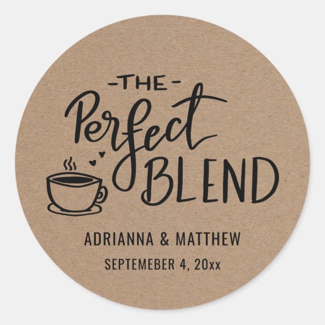 Pegatina Redonda La mezcla perfecta | Boda Rústico de Papel Kraft (Anverso)