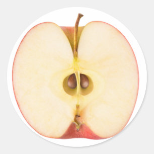 Pegatina Redonda La mitad de manzana roja