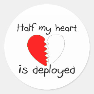 Pegatina Redonda La Mitad De Mi Corazón Está Desplegado
