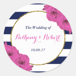 Pegatina Redonda La Moda Moderna Colección Boda Luxe Roses Rosa