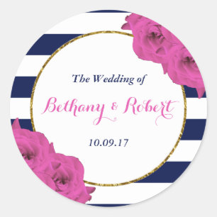 Pegatina Redonda La Moda Moderna Colección Boda Luxe Roses Rosa