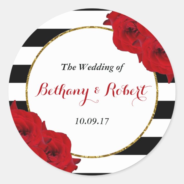 Pegatina Redonda La moderna colección de Bodas de lujo Moda - Roses (Anverso)