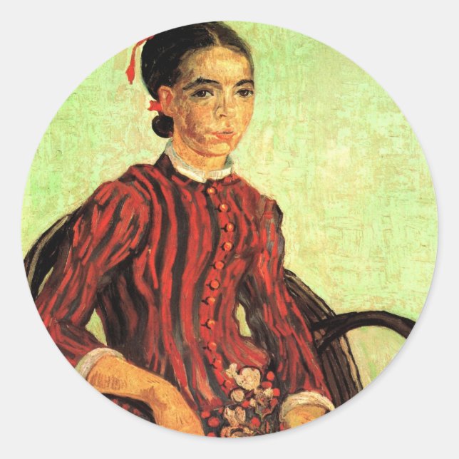 Pegatina Redonda La Mousme, sentado por Vincent van Gogh (Anverso)