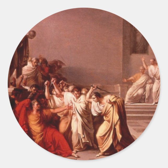 Pegatina Redonda La muerte de César (Anverso)