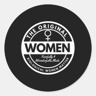 Pegatina Redonda La Mujer Biológica Original de las Mujeres