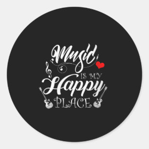 Pegatina Redonda La música de mujeres es mi lugar feliz Motivación