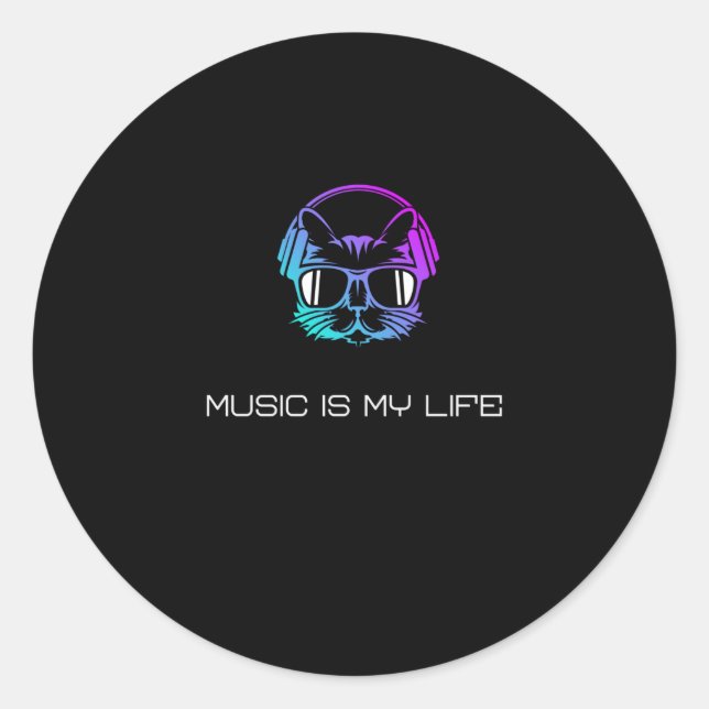 Pegatina Redonda La música es mi vida (Anverso)