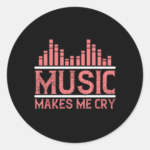 Pegatina Redonda La música me hace llorar